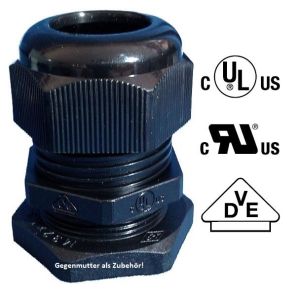 100 PA6 cable glands M25x1.5 - KB: 9-17mm IP68 PA6 plastic VDE UL black