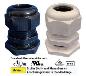 M40 Kabelverschraubung x1,5 - IP68 PA6 - Kunststoff mit Gegenmutter