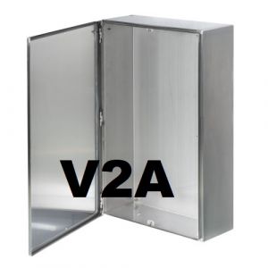 V2A stainless steel terminal box 400x400x135 mm with hinged cover IP66 AISI 304L