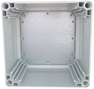 Polycarbonat Gehäuse 300x300x132mm Kunststoff grau mit transparentem Deckel