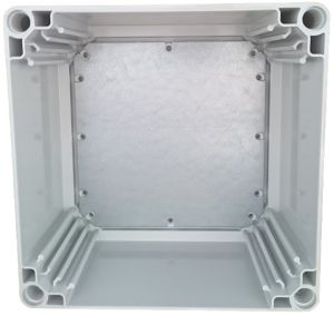 polycarbonate housing 200x200x132mm gray IP66 with smooth base