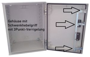 IP66 GFK Polyestergehäuse 400x300x200mm (HBT) hellgrau 1-türig