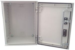 GRP polyester housing 400x300x200mm (HWD) IP66 plastic control cabinet with swivel lever handle and 3mm double-bit lock