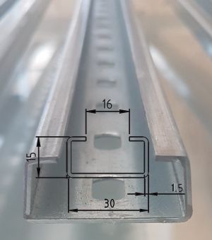 1m C-Profilschiene 30x15mm gelocht