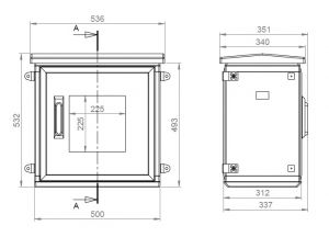 GFK KunststoffGehäuse 500x500x300 mm (HBT) Standardtür mit Schwenkhebelgriff