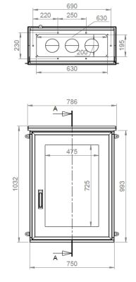 Outdoor Gehäuse 1000x750x300 mm HBT mit Regendach