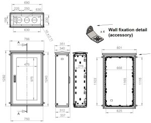 Plastic outdoor housing 1250x750x300 mm (HBT) standard door with swivel lever handle