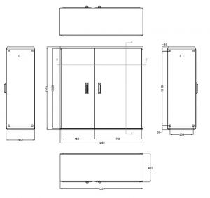 Outdoor-Standgehäuse 1250x1250x420 mm (HBT) 2-türige Standardtür mit Schwenkhebelgriff