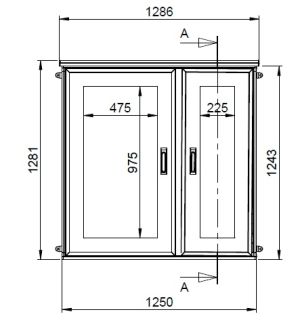 Outdoor housing 1250x1250x420 mm HBT 2-door with rain cover