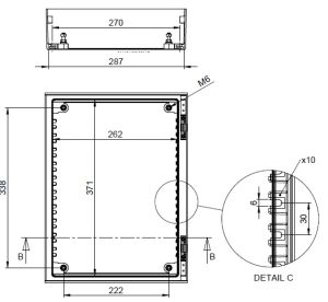 GRP polyester housing 400x300x200mm (HWD) IP66 plastic control cabinet with swivel lever handle and 3mm double-bit lock