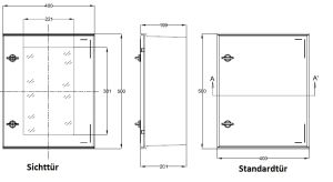 Kunststoff-Schaltschrank 500x400x200mm (HBT) GFK IP66 hellgrau 1-türig