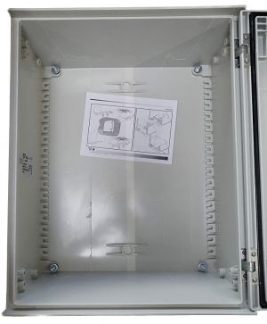 Kunststoff-Schaltschrank 800x600x300mm (HBT) IP66 mit Schwenkhebel und Sichtfenster
