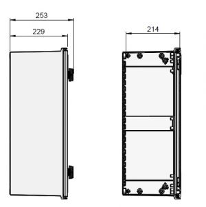 Kunststoff Schaltschrank 600x500x230mm HBT  IP66 mit Sichttür und Schwenkhebelgriff für PHZ ohne Schloss