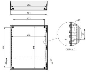 Kunststoff-Schaltschrank 600x500x230mm (HBT) RAL7035 GFK IP66 hellgrau 1-türig