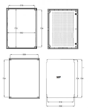 Plastic switch cabinet 800x600x300mm (HWD) IP66 with swing handle