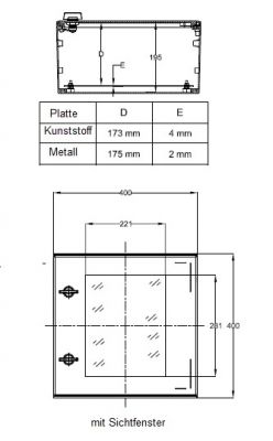 Kunststoff-Schaltschrank 400x400x200mm (HBT) mit Schwenkhebelgriff IP66