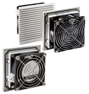 230V Filter fan 34/42 m³/h 93x93/117x117mm with outlet filter + thermostat