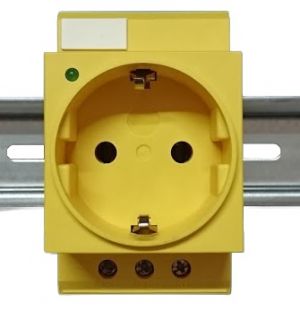 Distributor built-in socket 230V 16A VDE yellow with LED