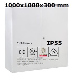 Schaltschrank 1000x1000x300 mm HBT Stahlblech 2-türig IP55 mit MP und Erdungsband