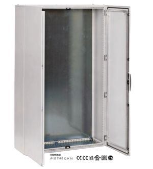 Switch cabinet 1200x1200x400mm HBT sheet steel 2-door with mounting plate