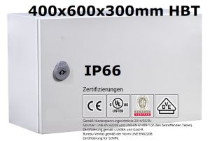 Metal control cabinet 400x600x300 mm HBT IP66 single door