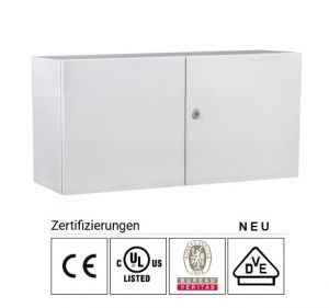 IP55 double-door control cabinet 500x1200x300 mm HBT sheet steel 2-door with mounting plate and grounding strap