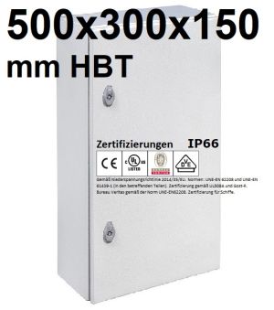 Wandschaltschrank 500x300x150 mm HBT VDE UL IP66 1-türig