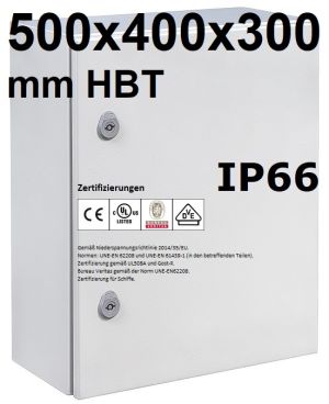 Metal control cabinet 500x400x300 mm HBT IP66 single door