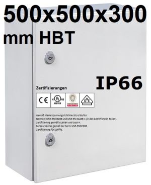switch cabinet 500x500x300 mm HBT sheet steel 1-door IP66 VDE