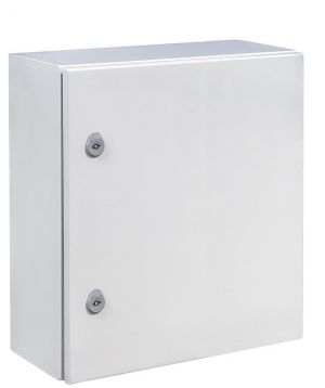 Schaltschrank 500x500x300 mm HBT Stahlblech 1-türig IP66 mit Montageplatte und Erdungsband