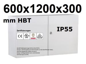 Wall Mounting Enclosure 600x1200x300mm  HWD RAL7035 IP66 double door