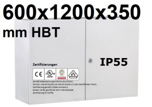 Schaltschrank 600x1200x350 mm HBT IP55 2-türig mit verz. Montageplatte
