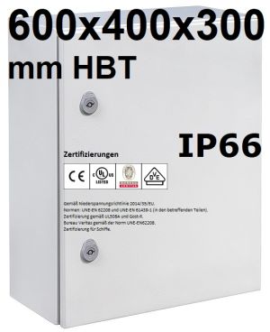 Schaltschrank 600x400x300 mm HBT Stahlblech 1-türig IP66