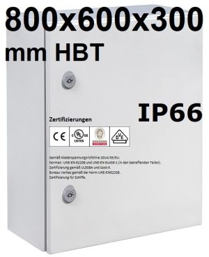 IP66 Control Cabinet 800x600x300 mm VDE UL Certified Sheet Steel with Mounting Plate