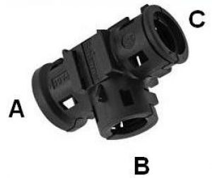 T-Verteiler Verteiler schwarz klappbar für Wellrohr NW22 - 13 - 17