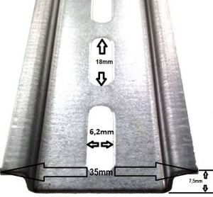 10cm mounting rail 35x7.5 100mm galvanized perforated 18x6.2mm