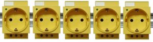 5 distributor built-in sockets 230V 16A VDE yellow with LED