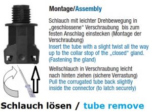 metric angle 90° screw connection M32 on corrugated tube NW23