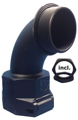 angle 90° screw connection M40 metric on corrugated tube NW37