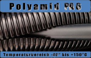 Corrugated conduit PA6 flex cable protection NW29 black - slotted