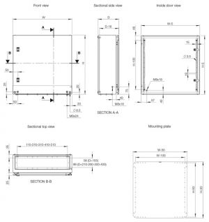 ELDON MAS0808030R5 sheet steel control cabinet 800 x 800 x 300 mm HBT IP66 1-door with mounting plate