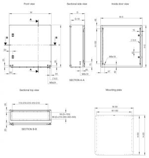 Stahlblech Schaltschrank 800 x 800 x 210 mm HBT IP66 1-türig mit Montageplatte