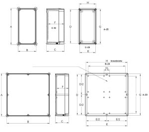 ISO GRP industrial housing 540x540x201 mm LBH viewing cover