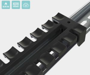 Strain relief comb for 9 cables for mounting on DIN rails