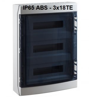 ABS Verteiler 54TE 3x 18TE  Aufputz 3-reihig IP65 Feuchtraum  plombierbar