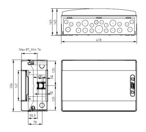 IP65 AP wet room distributor 1-row 18HP with mounting rail with N/PE terminal