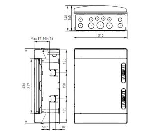 IDE CDN24PT/RR IP65 ABS surface-mounted wet room distributor with glazed door - 2x 12TE / 24TE sealable