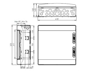 IP65 ABS AP Feuchtraum Verteiler 2-reihig 2x 18TE mit Tragschiene mit N/PE-Klemme