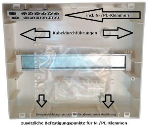 IP40 AP Verteilergehäuse weiß 1-reihig 12TE mit Tragschiene + N/PE-Klemme