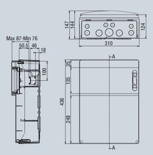 IP65 wall distributor 44605 with 1x 12TE and 12 pre-wired 230V sockets IP54